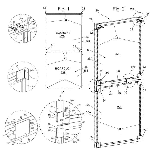 Modular Wall System Patent Line Drawing